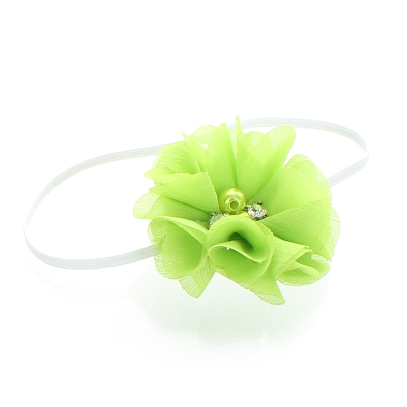 Apple Green Baby/Toddler Chiffon Flower Skinny Headband | My Lello - 14