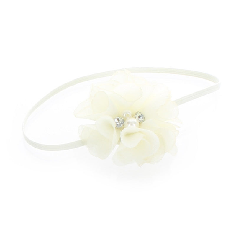 Ivory Baby/Toddler Chiffon Flower Skinny Headband | My Lello - 17