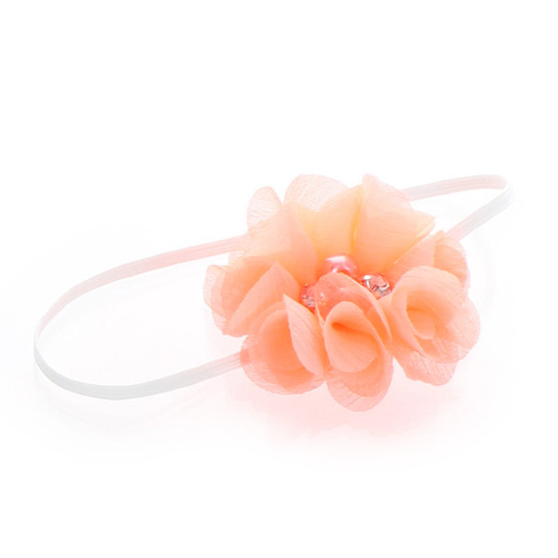 Peach Baby/Toddler Chiffon Flower Skinny Headband | My Lello - 16