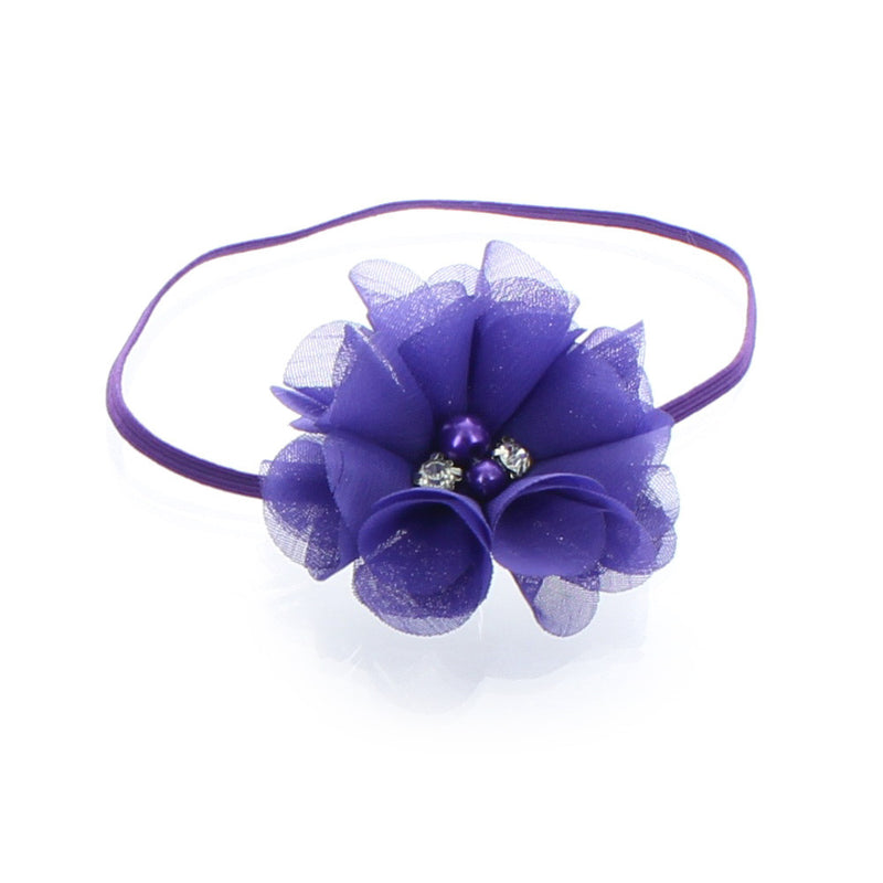 Purple Baby/Toddler Chiffon Flower Skinny Headband | My Lello - 13