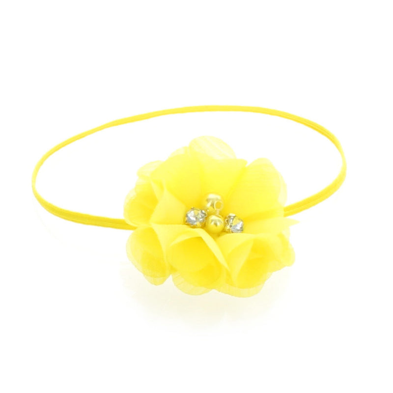 Yellow Baby/Toddler Chiffon Flower Skinny Headband | My Lello - 15