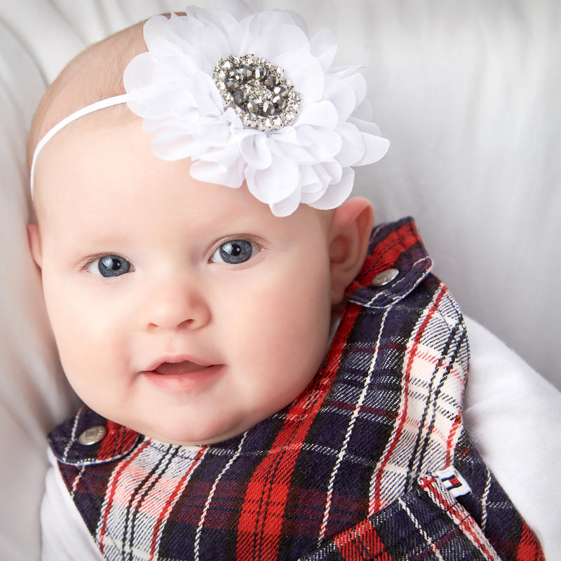 Baby/Toddler Vintage Jeweled Chiffon Flower Skinny Headband