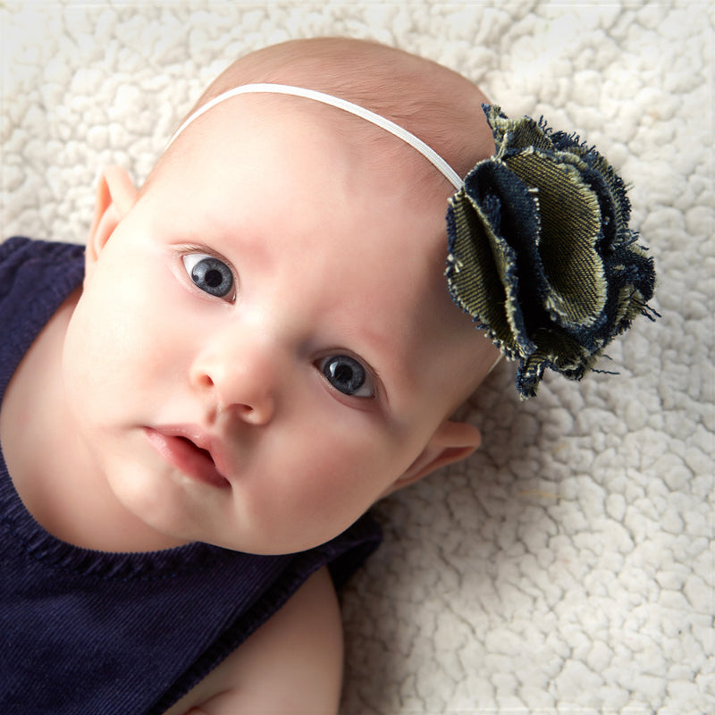 Baby/Toddler Frayed Denim Flower Skinny Headband