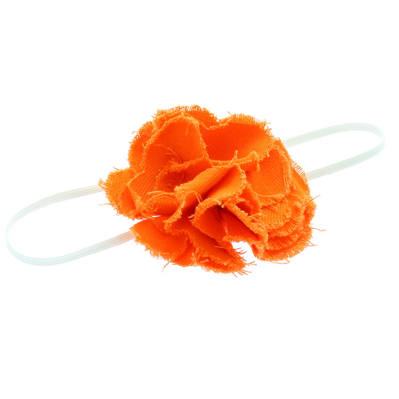 Sweet Orange Baby/Toddler Frayed Denim Flower Skinny Headband | My Lello - 10