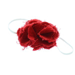 Cherry Red Baby/Toddler Frayed Denim Flower Skinny Headband | My Lello - 6