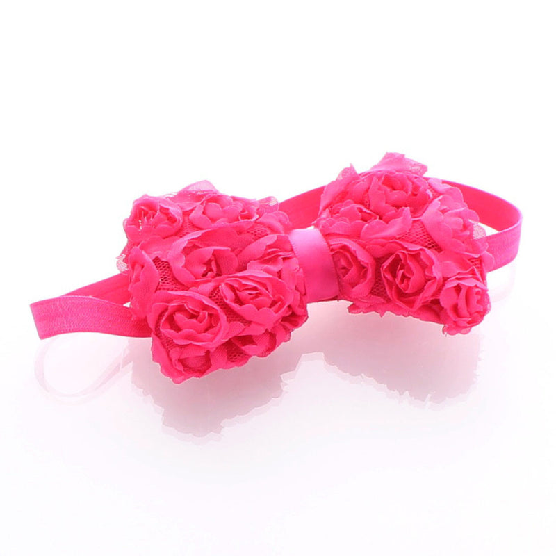 Ribbon Shoelace Bow Headband - Rose Pink