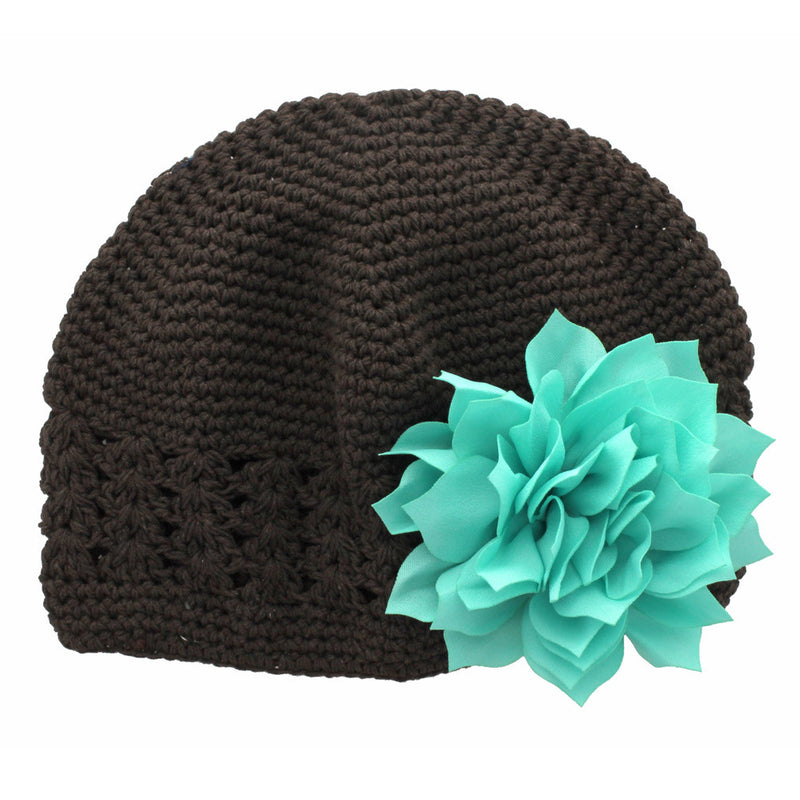 Brown/Aqua Girls Kufi Crochet Beanie Hat | My Lello - 23