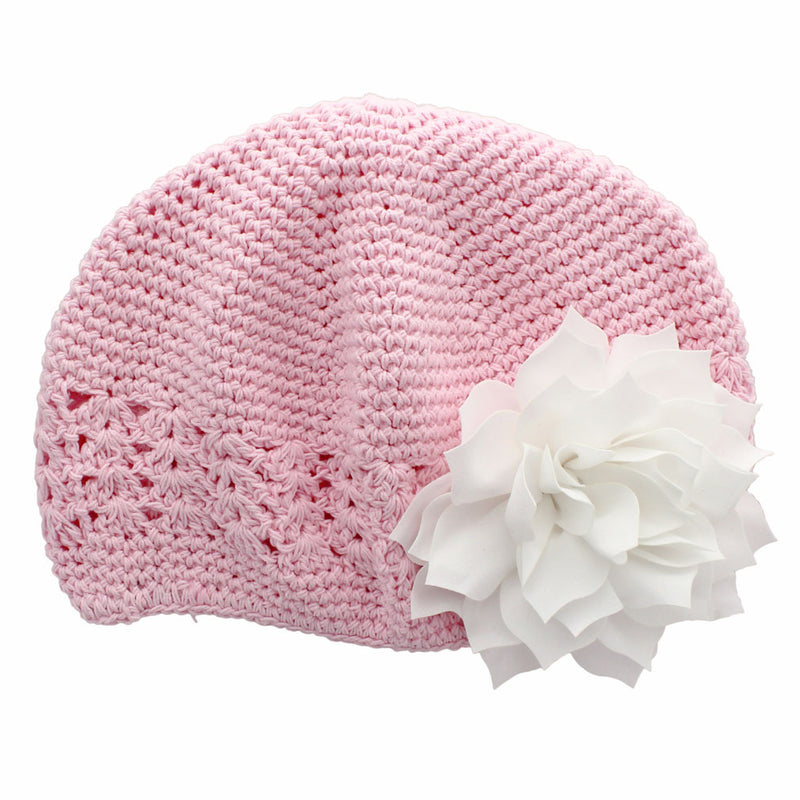 Light Pink/White Girls Kufi Crochet Beanie Hat | My Lello - 32