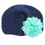 Navy/Aqua Girls Kufi Crochet Beanie Hat | My Lello - 43