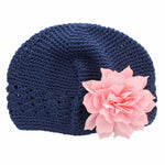Navy/Light Pink Girls Kufi Crochet Beanie Hat | My Lello - 46