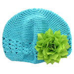 Turquoise/Apple Green Girls Kufi Crochet Beanie Hat | My Lello - 50