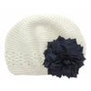White/Navy Girls Kufi Crochet Beanie Hat | My Lello - 10