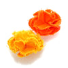 Sweet Orange/Sunshine Yellow Shabby Frayed Denim Hair Flower Clip Pair | My Lello - 6