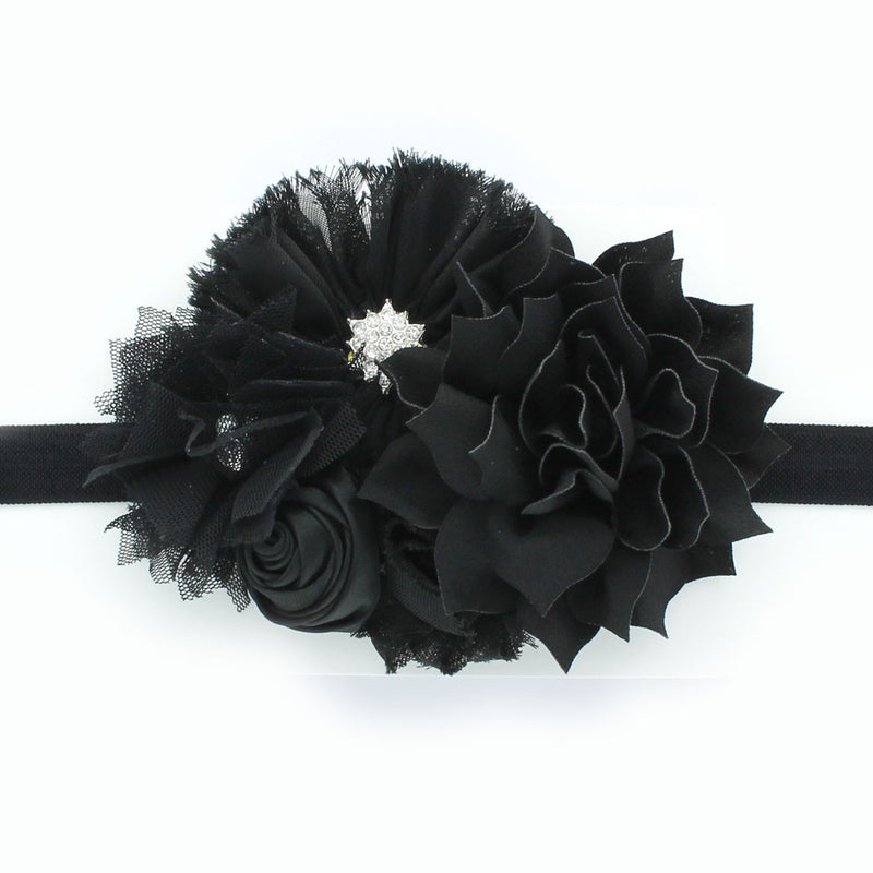 Black Girls Shabby Fabric Flower Cluster Headband | My Lello - 14