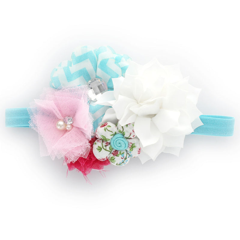 Baby Shabby Fabric Flower Cluster Headband