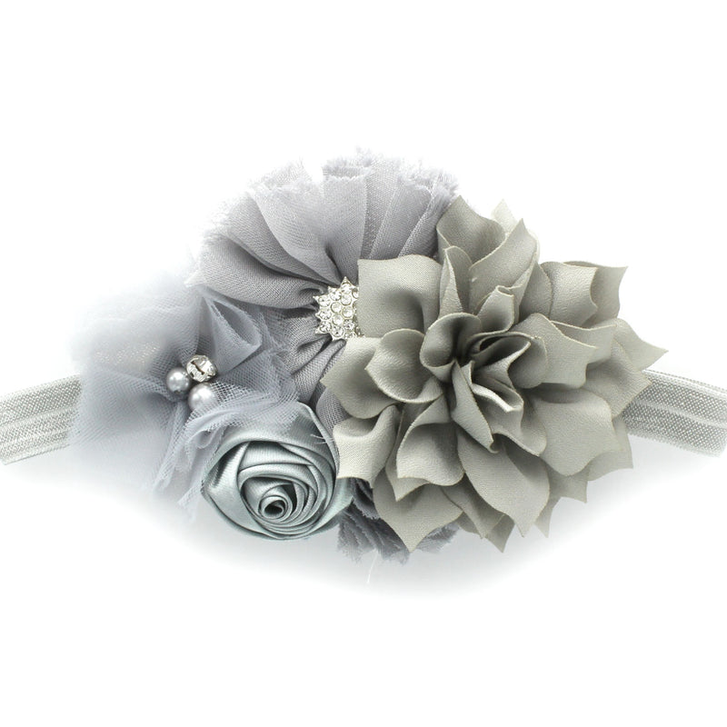 Baby Shabby Fabric Flower Cluster Headband