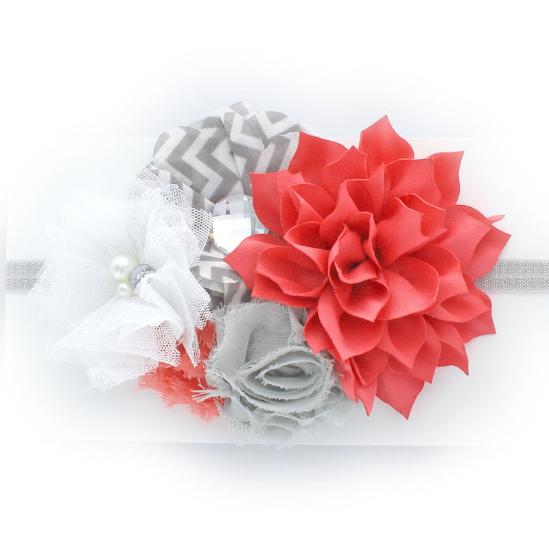 Baby Shabby Fabric Flower Cluster Headband