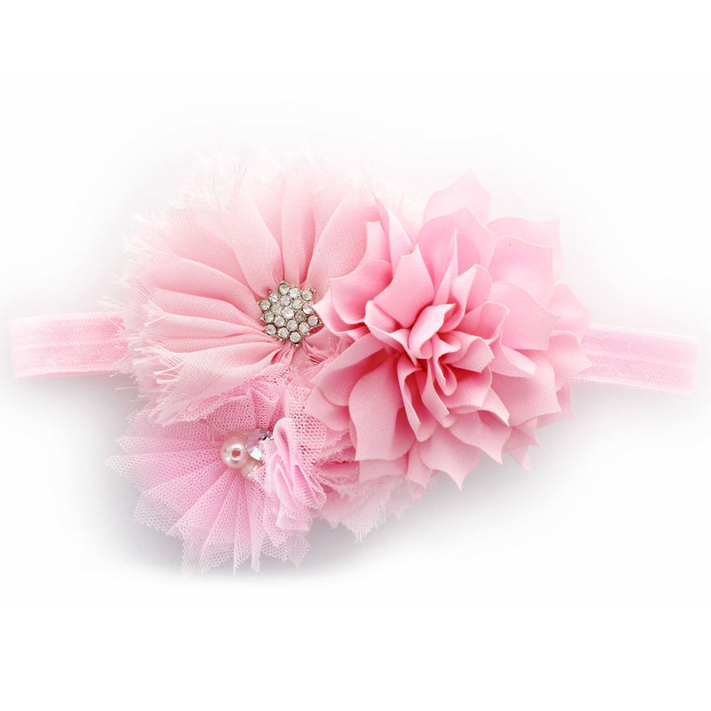 Baby Shabby Fabric Flower Cluster Headband