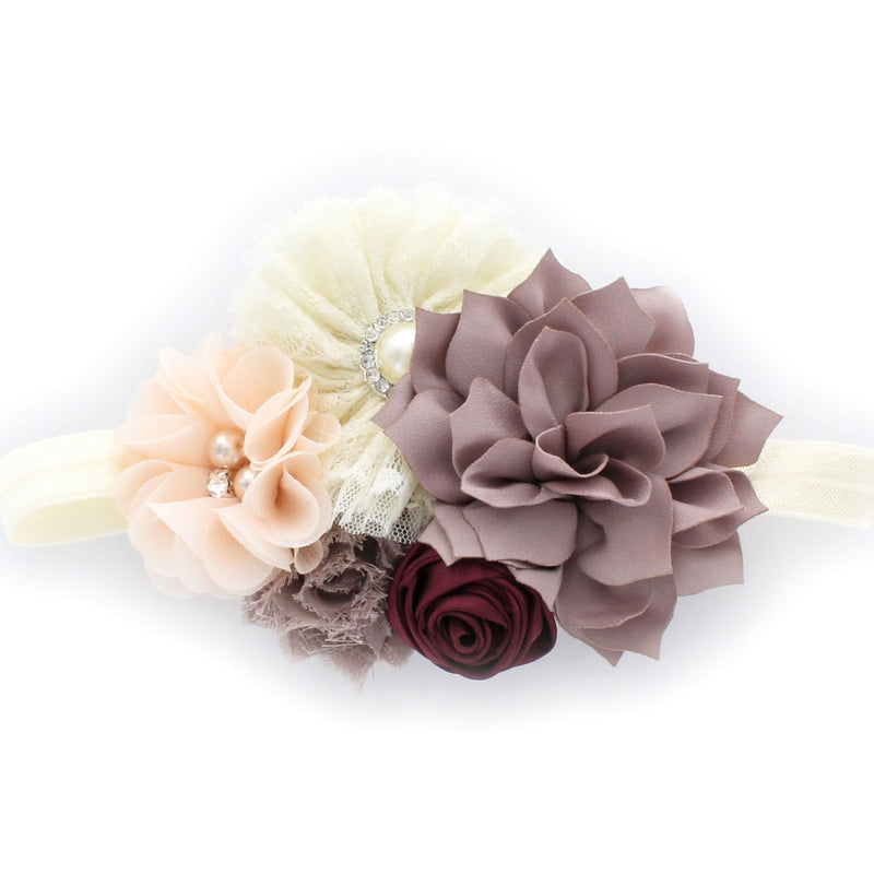 Baby Shabby Fabric Flower Cluster Headband
