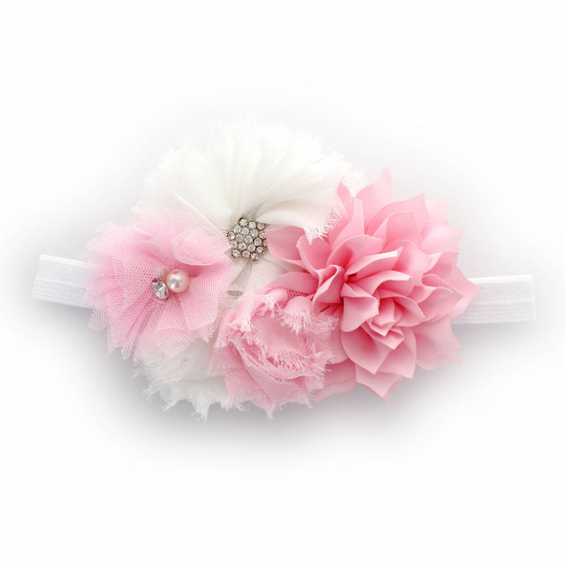 Baby Shabby Fabric Flower Cluster Headband