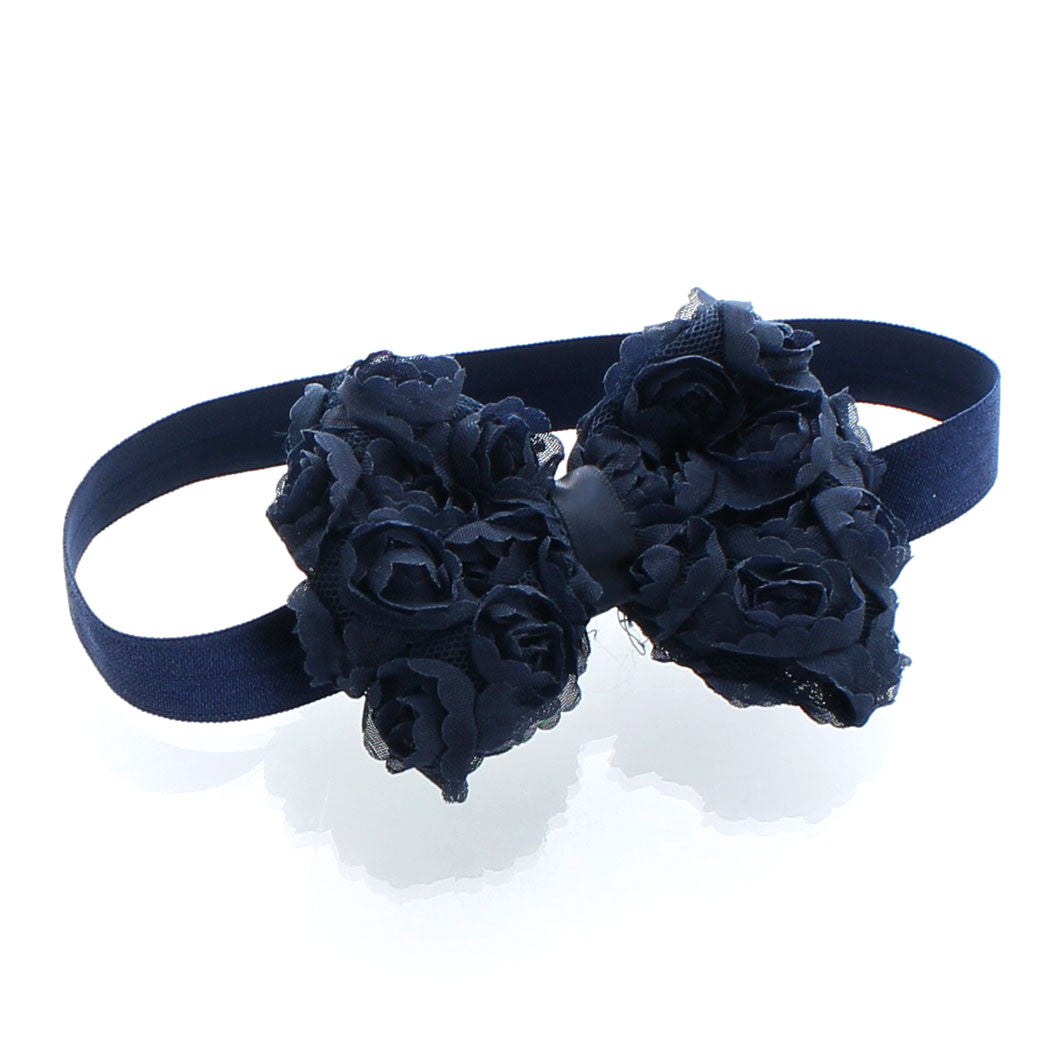 Navy Blue Floral Dainty Bow Headband – Sun & Lace