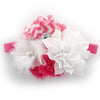 White/Hot Pink Chevron Girls Shabby Fabric Flower Cluster Headband | My Lello - 9