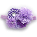 Lavender/Purple Chevron Girls Shabby Fabric Flower Cluster Headband | My Lello - 12