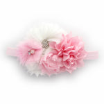 Light Pink/White Girls Shabby Fabric Flower Cluster Headband | My Lello - 8