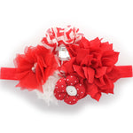 White/Red Chevron Girls Shabby Fabric Flower Cluster Headband | My Lello - 4