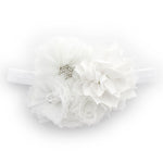 White Girls Shabby Fabric Flower Cluster Headband | My Lello - 2