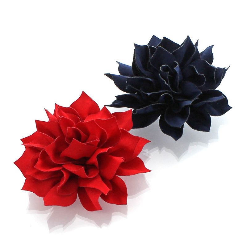 Red/Navy Medium Petal Blossom Hair Flower Clip Pair | My Lello - 10