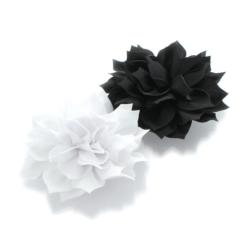 White/Black Medium Petal Blossom Hair Flower Clip Pair | My Lello - 12