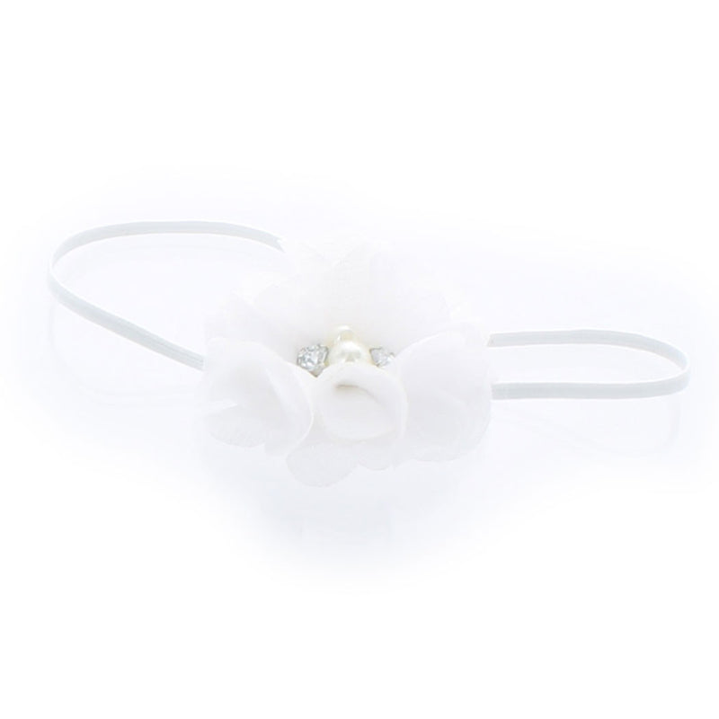 White Baby/Toddler Chiffon Flower Skinny Headband | My Lello - 2