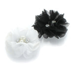 White/Black Chiffon Beaded Hair Flower Clip Pair | My Lello - 12