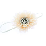 Champagne Baby/Toddler Vintage Jeweled Chiffon Flower Skinny Headband | My Lello - 1