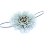 Grey Baby/Toddler Vintage Jeweled Chiffon Flower Skinny Headband | My Lello - 5
