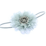 Grey Baby/Toddler Vintage Jeweled Chiffon Flower Skinny Headband | My Lello - 5