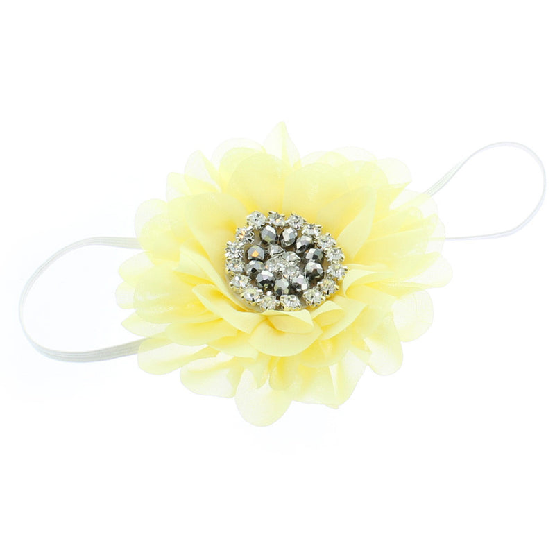 Lemon Baby/Toddler Vintage Jeweled Chiffon Flower Skinny Headband | My Lello - 13