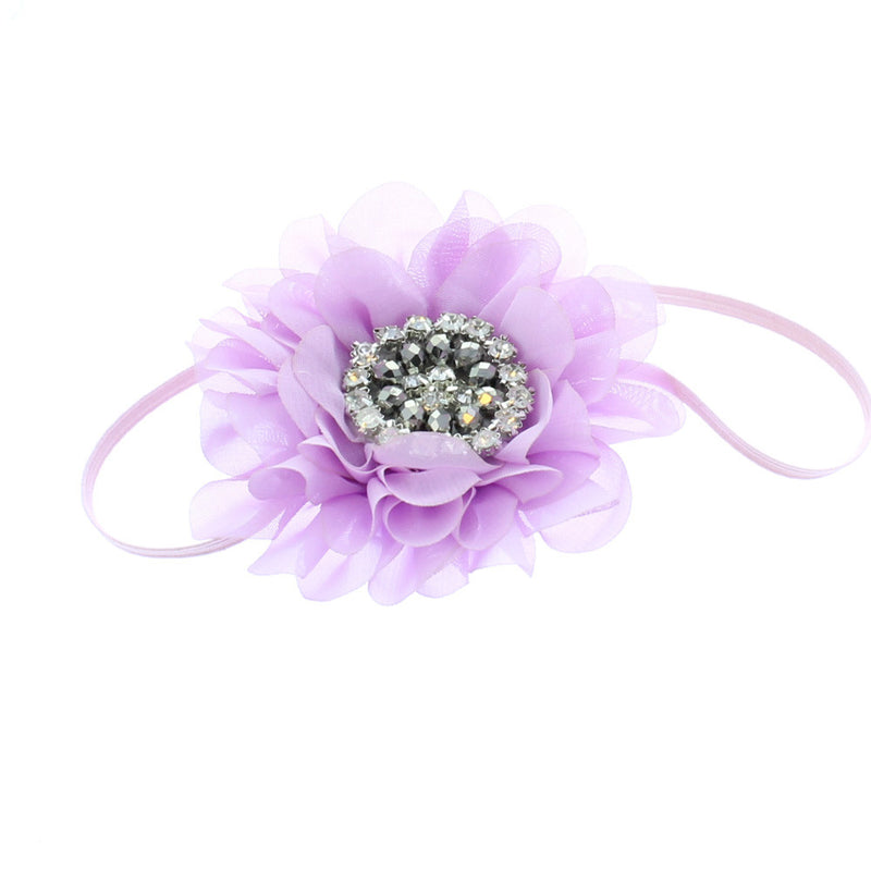 lavender flower headband Baby/Toddler Vintage Jeweled Chiffon Flower Skinny Headband – My Lello