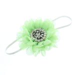 Pastel Green Baby/Toddler Vintage Jeweled Chiffon Flower Skinny Headband | My Lello - 12