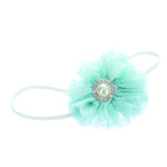 Aqua Baby/Toddler Vintage Lace & Pearl Flower Skinny Headband | My Lello - 7