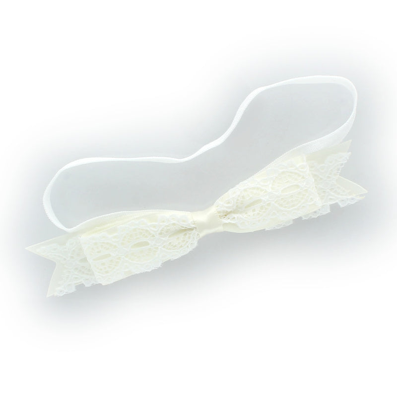 Ivory Satin/Lace Bow Baby Headband | My Lello - 8