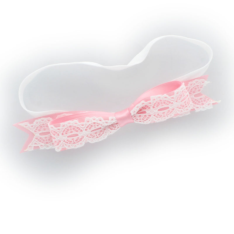 Pink Satin/Lace Bow Baby Headband | My Lello - 5