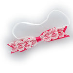 Shocking Pink Satin/Lace Bow Baby Headband | My Lello - 6