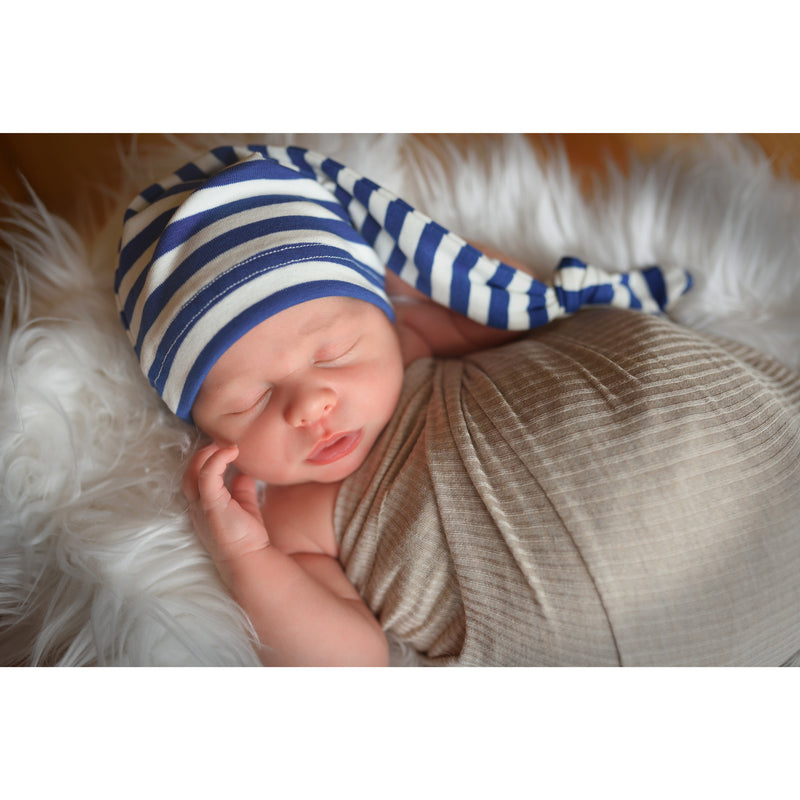 Baby Boy Long Knotted Tail Cotton Beanie Hat | Newborn, 0-6 month