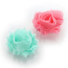 Aqua/Coral Pink Shabby Rose Baby Hair Flower Clip Pair | My Lello - 3