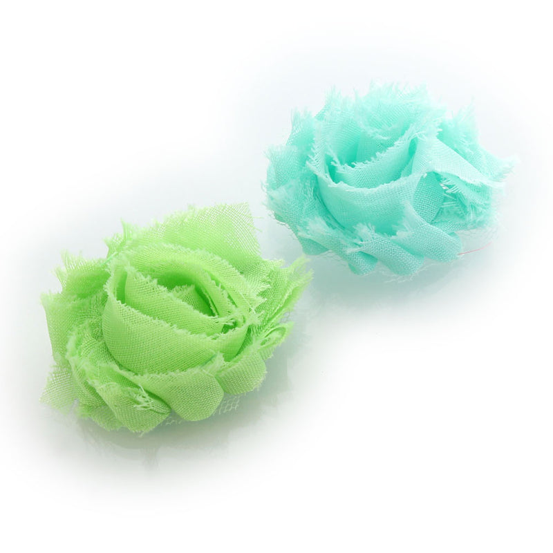 Mint/Aqua Shabby Rose Baby Hair Flower Clip Pair | My Lello - 5