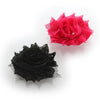 Shocking Pink/Black Shabby Rose Baby Hair Flower Clip Pair | My Lello - 6