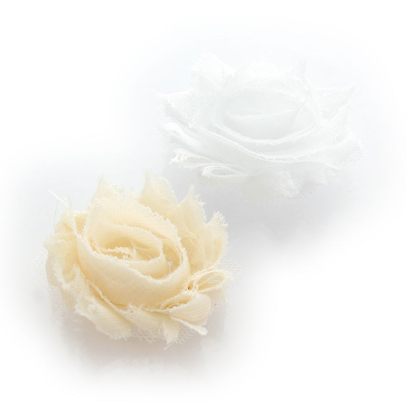 Cream/White Shabby Rose Baby Hair Flower Clip Pair | My Lello - 13