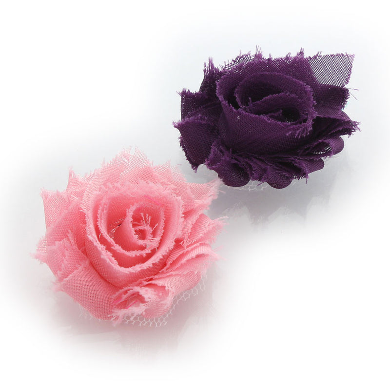 Rose Pink/Plum Shabby Rose Baby Hair Flower Clip Pair | My Lello - 14
